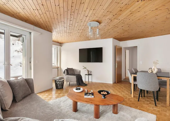 Modern Alpine Stay Terrace Central Davos